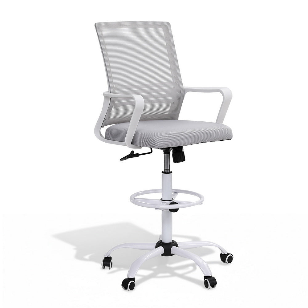 Artiss Office Chair Drafting Chairs Stool Computer Desk Studios Mesh White-Furniture > Office > Office &amp; Desk Chairs-PEROZ Accessories