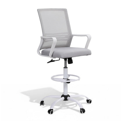 Artiss Office Chair Drafting Chairs Stool Computer Desk Studios Mesh White-Furniture > Office > Office &amp; Desk Chairs-PEROZ Accessories