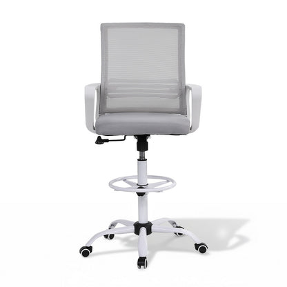 Artiss Office Chair Drafting Chairs Stool Computer Desk Studios Mesh White-Furniture > Office > Office &amp; Desk Chairs-PEROZ Accessories