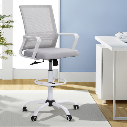 Artiss Office Chair Drafting Chairs Stool Computer Desk Studios Mesh White-Furniture > Office > Office &amp; Desk Chairs-PEROZ Accessories