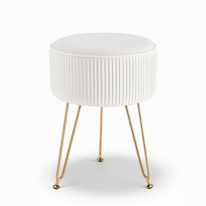 Artiss Ottoman Foot Stool Vanity Velvet Round White-Furniture > Living Room > Ottomans &amp; Footstools-PEROZ Accessories