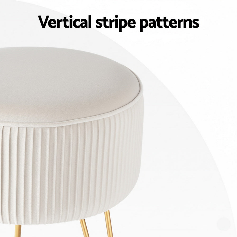 Artiss Ottoman Foot Stool Vanity Velvet Round White-Furniture > Living Room > Ottomans &amp; Footstools-PEROZ Accessories