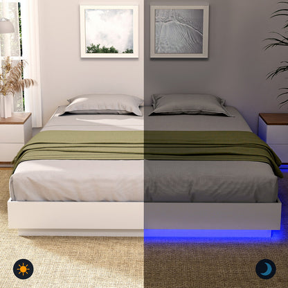 Artiss Queen Bed Frame with 16Colour Led Light Wooden Platform Bed Base DAYGLOW-Furniture > Bedroom > Beds &amp; Bed Frames-PEROZ Accessories