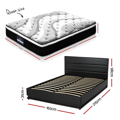 Artiss RGB LED Queen Bed Frame with 32cm Giselle Mattress Set-Furniture > Bedroom > Beds &amp; Bed Frames-PEROZ Accessories