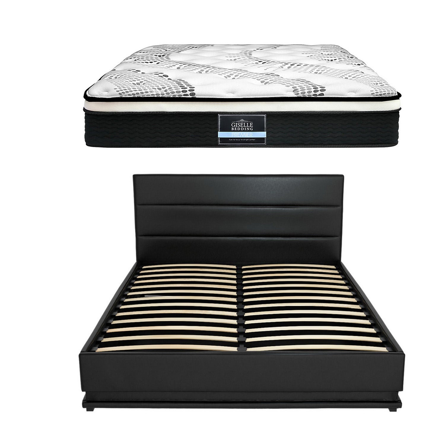 Artiss RGB LED Queen Bed Frame with 32cm Giselle Mattress Set-Furniture > Bedroom > Beds &amp; Bed Frames-PEROZ Accessories