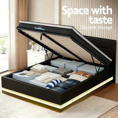 Artiss RGB LED Queen Bed Frame with 32cm Giselle Mattress Set-Furniture > Bedroom > Beds &amp; Bed Frames-PEROZ Accessories