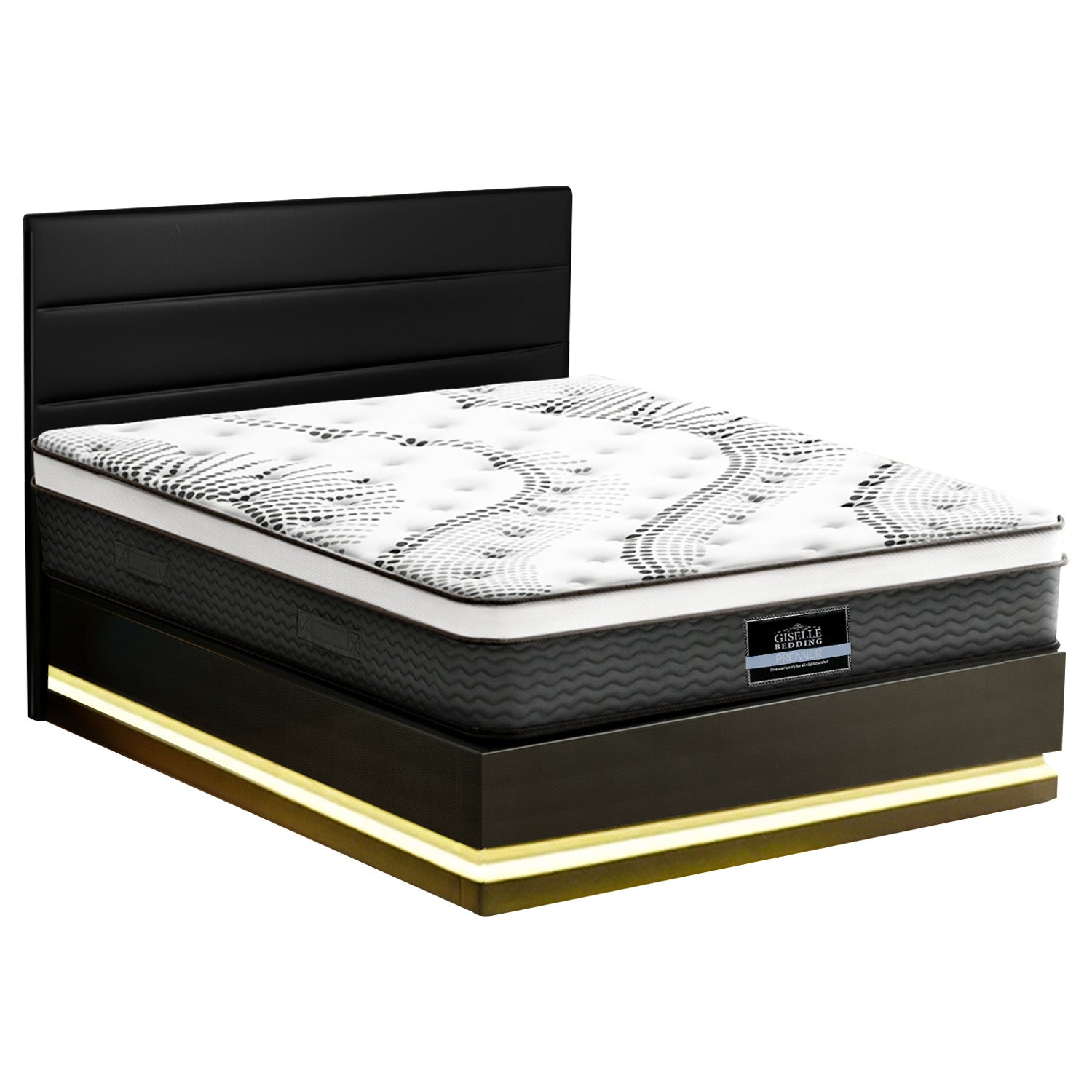 Artiss RGB LED Queen Bed Frame with 32cm Giselle Mattress Set-Furniture > Bedroom > Beds &amp; Bed Frames-PEROZ Accessories