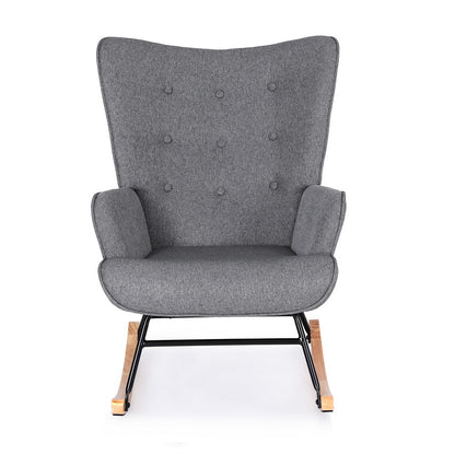 Artiss Rocking Armchair Nursing Chair Linen Fabric Grey-Furniture > Bar Stools &amp; Chairs > Arm Chairs &amp; Recliners-PEROZ Accessories