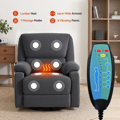 Artiss Rocking Recliner Chair 360 Swivel Massage Heated Reclining Chairs-Furniture > Bar Stools &amp; Chairs > Arm Chairs &amp; Recliners-PEROZ Accessories