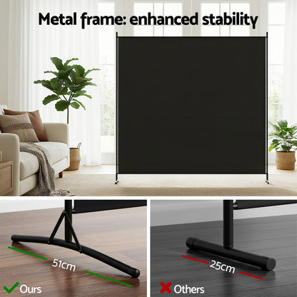 Artiss Room Divider Screen 175x180cm Fabric Black-Furniture > Bedroom > Room Dividers-PEROZ Accessories