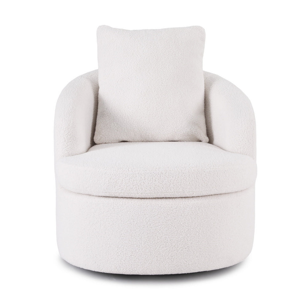 Artiss Round Swivel Armchair Extra Pillow White-Furniture > Bar Stools &amp; Chairs > Arm Chairs &amp; Recliners-PEROZ Accessories