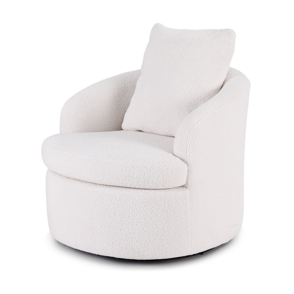 Artiss Round Swivel Armchair Extra Pillow White-Furniture > Bar Stools &amp; Chairs > Arm Chairs &amp; Recliners-PEROZ Accessories