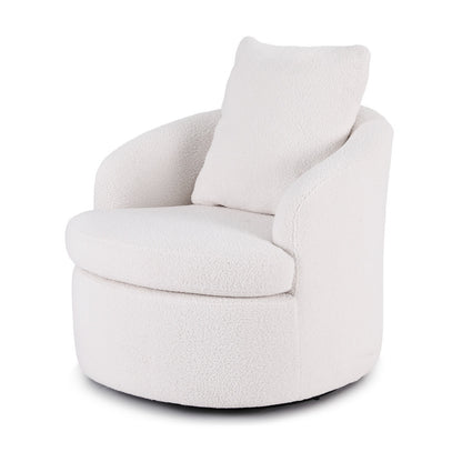Artiss Round Swivel Armchair Extra Pillow White-Furniture > Bar Stools &amp; Chairs > Arm Chairs &amp; Recliners-PEROZ Accessories
