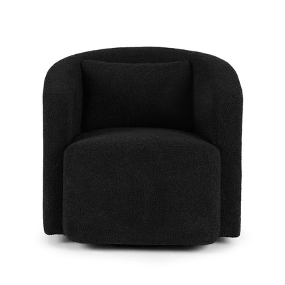 Artiss Round Swivel Armchair Sherpa Fleece Black-Furniture > Bar Stools &amp; Chairs > Arm Chairs &amp; Recliners-PEROZ Accessories