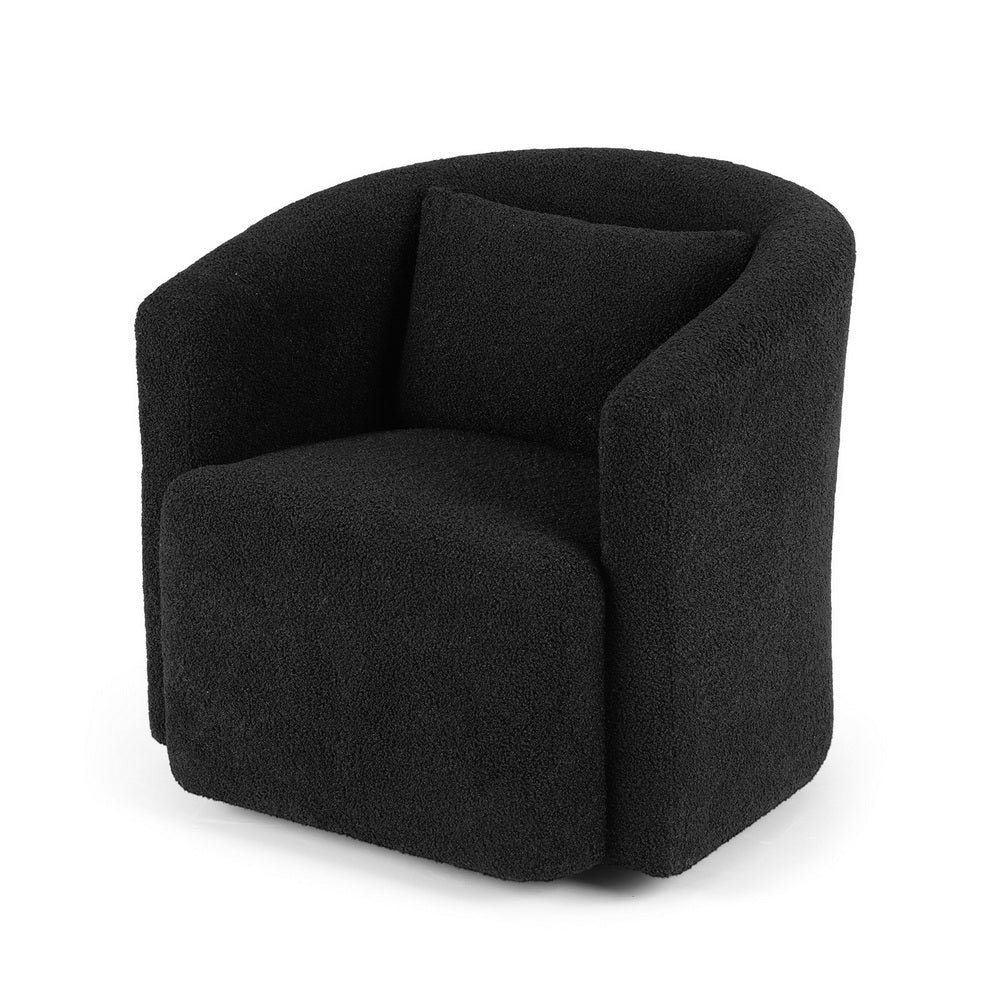 Artiss Round Swivel Armchair Sherpa Fleece Black-Furniture > Bar Stools &amp; Chairs > Arm Chairs &amp; Recliners-PEROZ Accessories