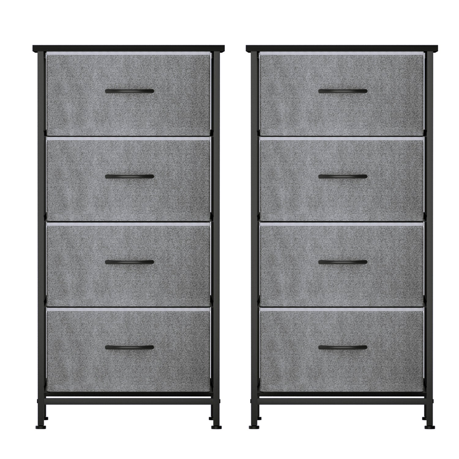 Artiss Set of 2 Chest of 4 Drawers Storage Dresser Tallboy Grey-Furniture > Bedroom > Dressers-PEROZ Accessories