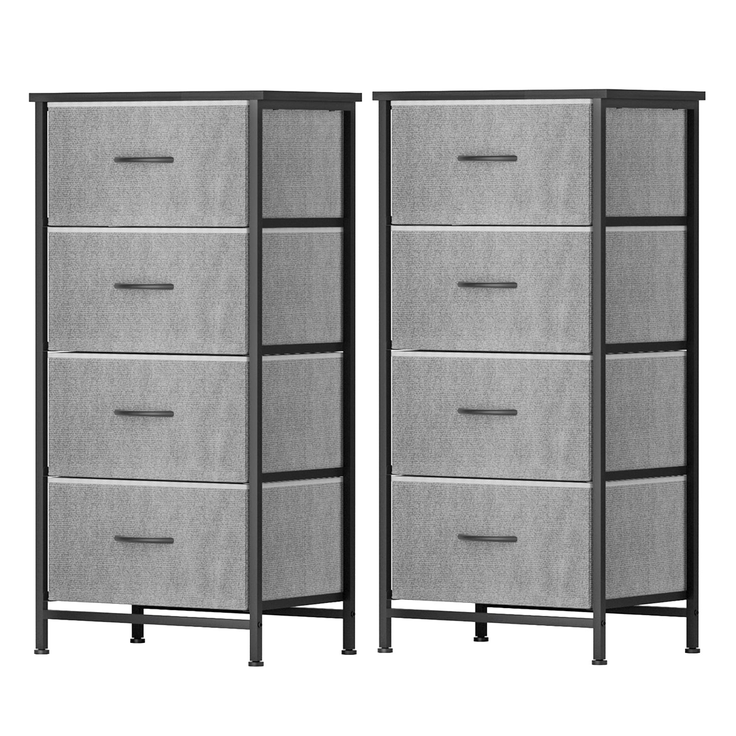 Artiss Set of 2 Chest of 4 Drawers Storage Dresser Tallboy Grey-Furniture > Bedroom > Dressers-PEROZ Accessories