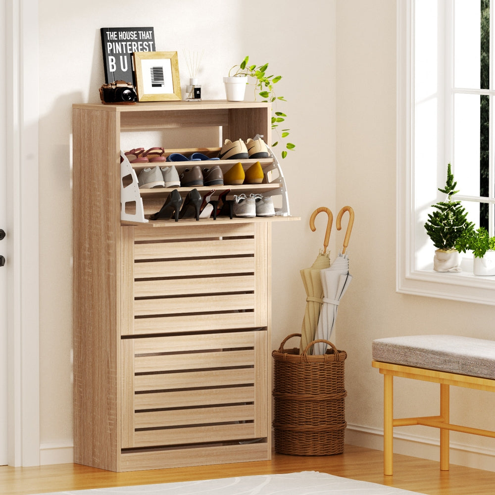 Artiss Shoe Cabinet Storage Drawer 45 Pairs Pine-Furniture > Living Room > Shoe Storage-PEROZ Accessories