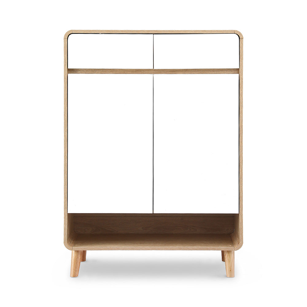 Artiss Shoe Rack Cabinet 20 Pairs Storage Cupboard Pine&amp;White-Furniture > Living Room > Shoe Storage-PEROZ Accessories
