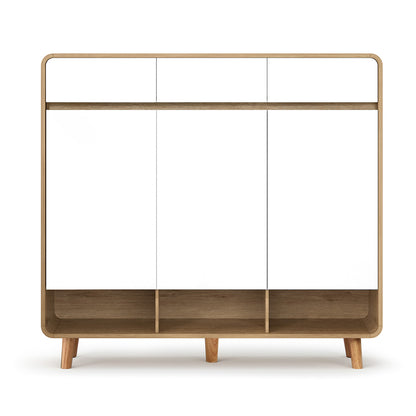 Artiss Shoe Rack Cabinet 25 Pairs Storage Cupboard Pine&amp;White-Furniture > Living Room > Shoe Storage-PEROZ Accessories