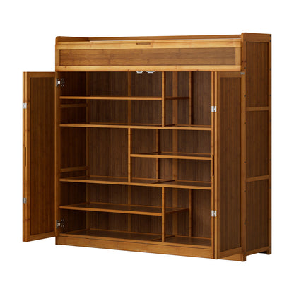 Artiss Shoe Rack Cabinet 30 Pairs Storage Cupboard Bamboo-Furniture > Living Room > Shoe Storage-PEROZ Accessories