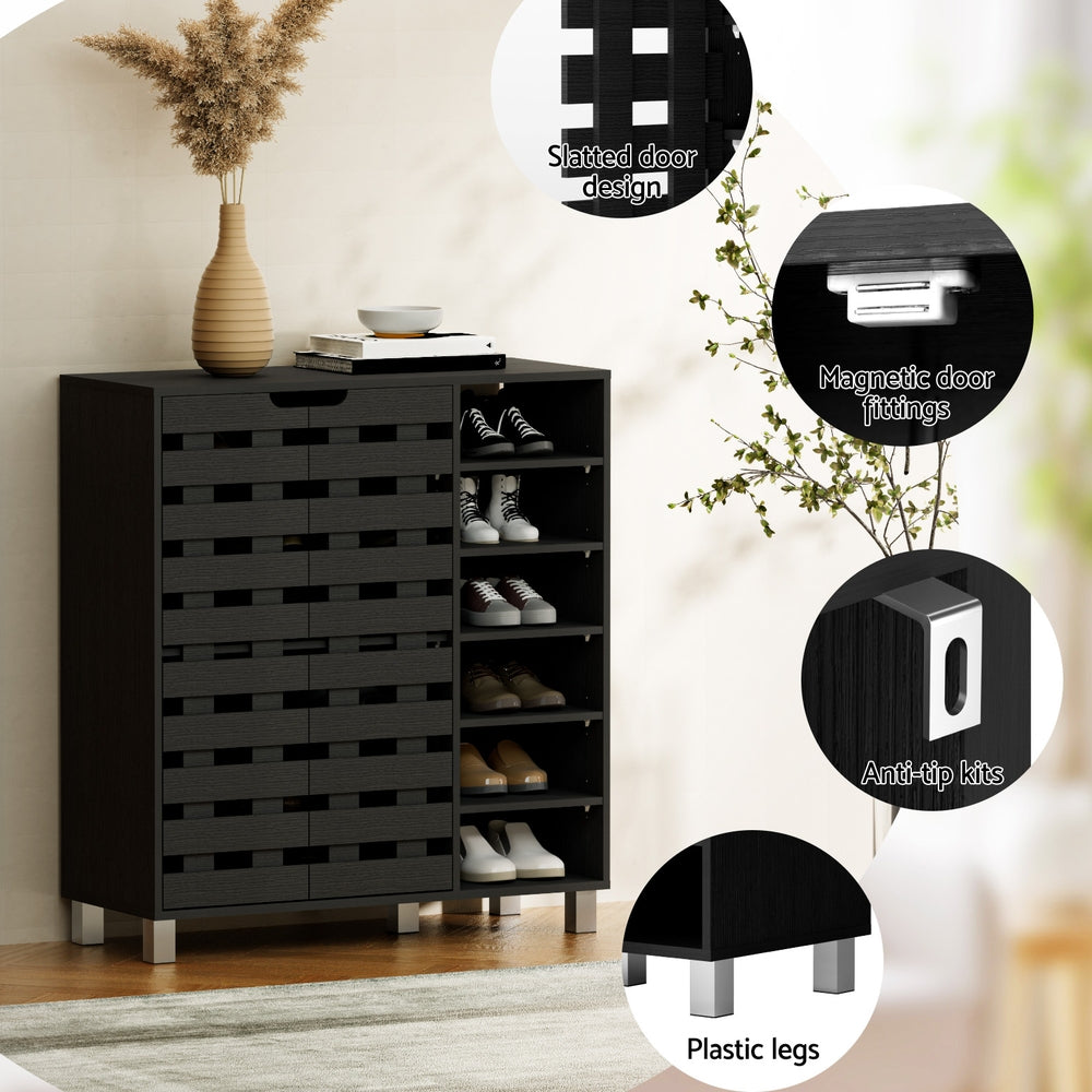 Artiss Shoe Rack Cabinet 6 Tier Storage Shelf Black-Furniture > Living Room > Shoe Storage-PEROZ Accessories