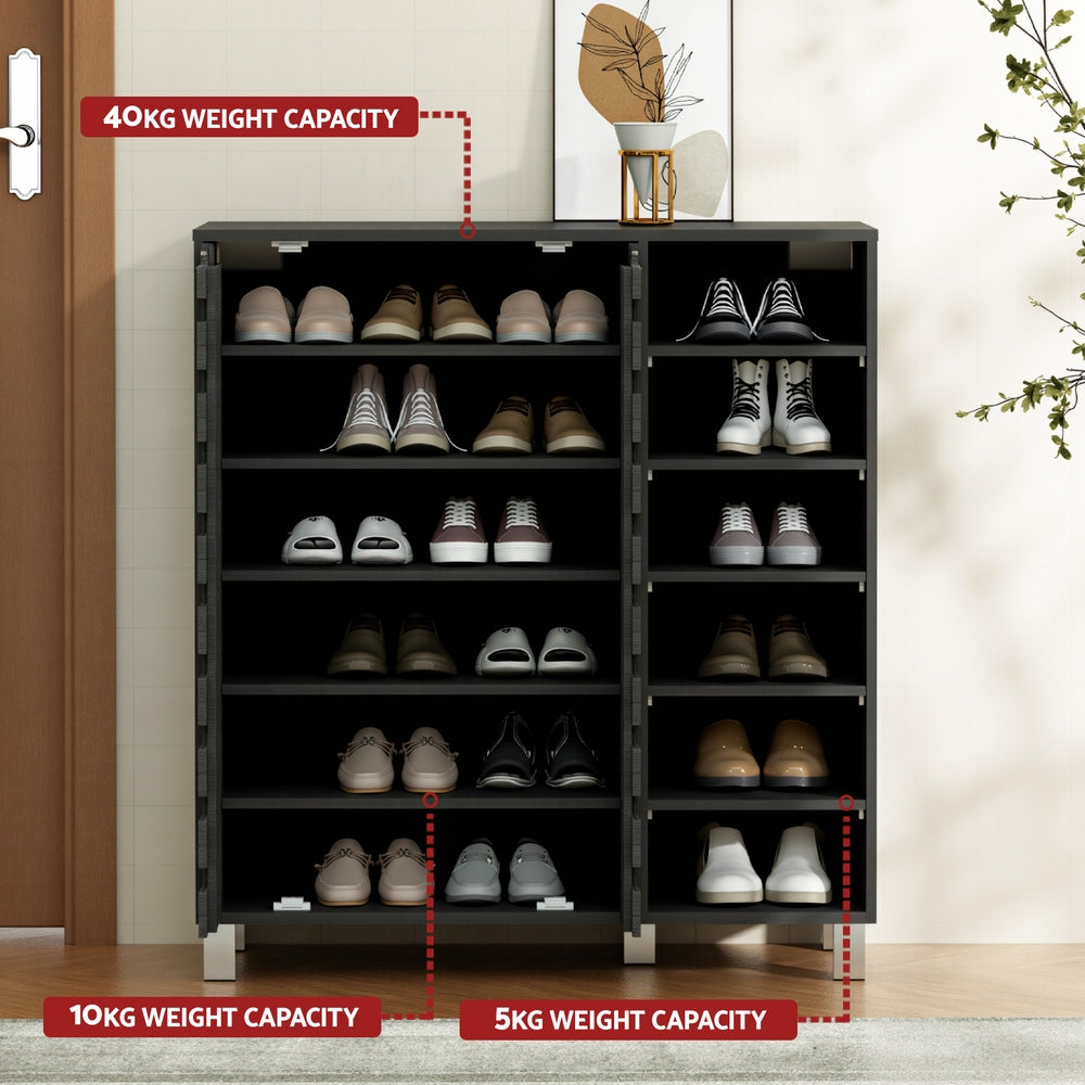 Artiss Shoe Rack Cabinet 6 Tier Storage Shelf Black-Furniture > Living Room > Shoe Storage-PEROZ Accessories