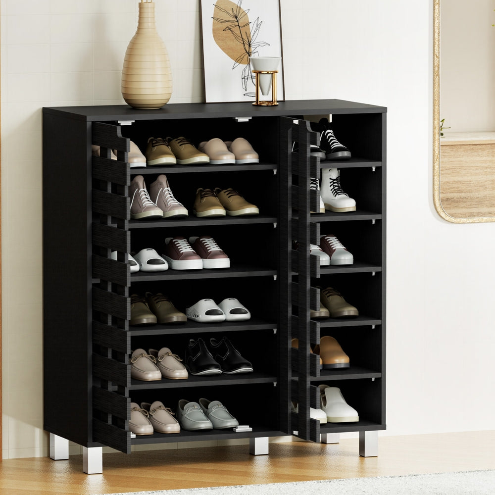 Artiss Shoe Rack Cabinet 6 Tier Storage Shelf Black-Furniture > Living Room > Shoe Storage-PEROZ Accessories