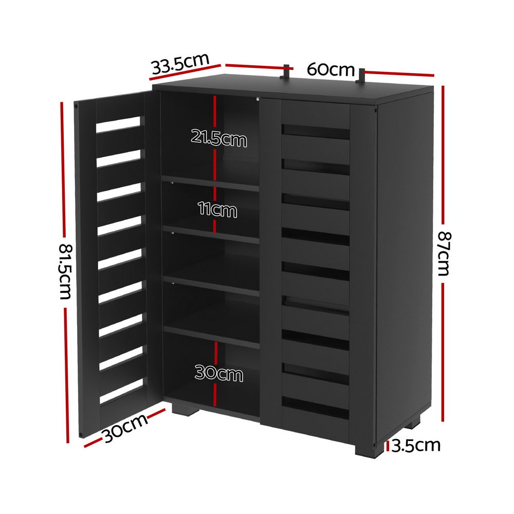 Artiss Shoe Rack Storage Cabinet 20 Pairs 5-tier Black Alster-Furniture &gt; Living Room &gt; Shoe Storage-PEROZ Accessories