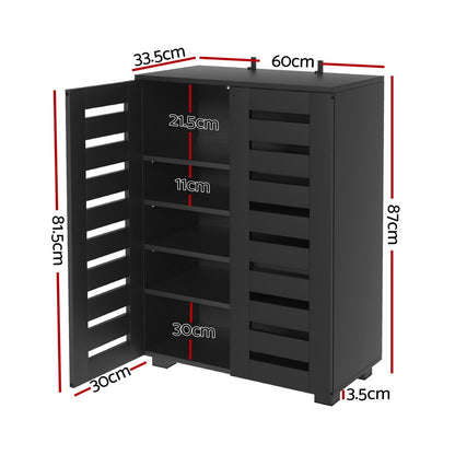 Artiss Shoe Rack Storage Cabinet 20 Pairs 5-tier Black Alster-Furniture > Living Room > Shoe Storage-PEROZ Accessories