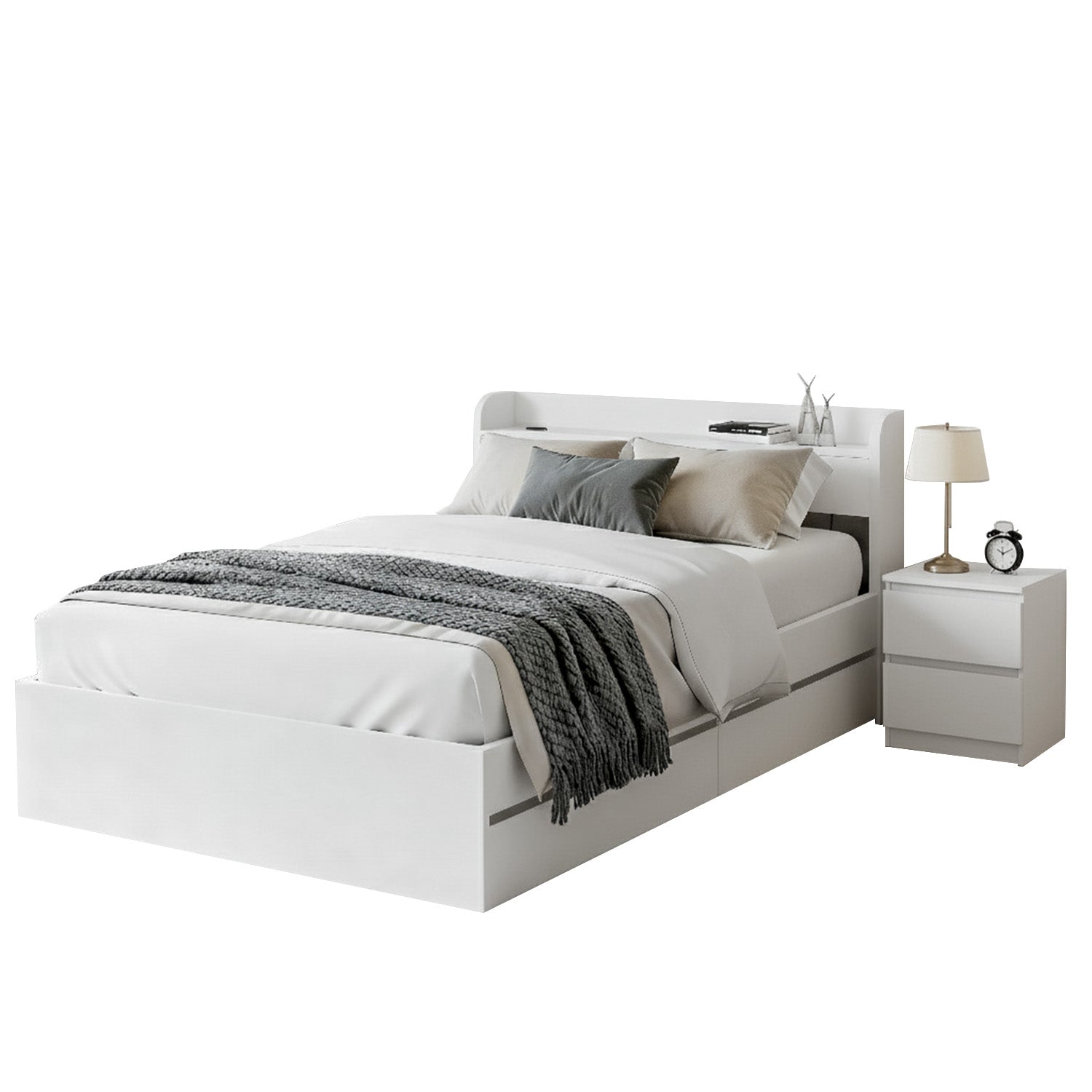 Artiss Single Bed Frame and Bedside Table-Furniture > Bedroom > Beds &amp; Bed Frames-PEROZ Accessories