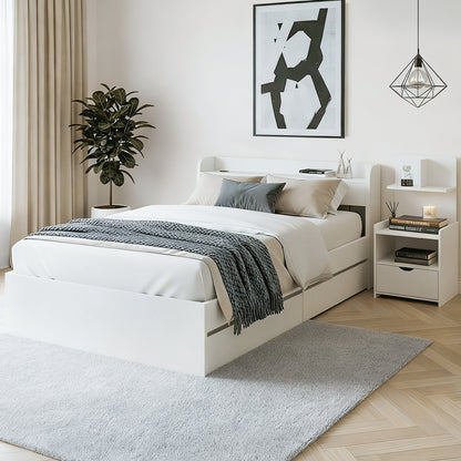 Artiss Single Bed Frame with Charging Ports and Bedside Table-Furniture > Bedroom > Beds &amp; Bed Frames-PEROZ Accessories