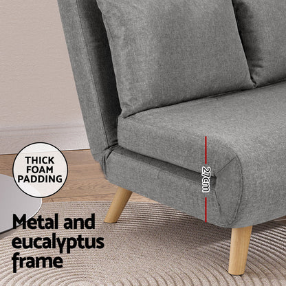 Artiss Sofa Bed 2 Seater Convertible Couch Recliner Lounge Chair Linen-Furniture > Sofas > Sofas &amp; Sofa Beds-PEROZ Accessories