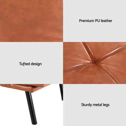 Artiss Sofa Bed Convertible 3 Seater Couch Recliner Lounge Chair Leather Brown-Furniture > Sofas > Sofas &amp; Sofa Beds-PEROZ Accessories