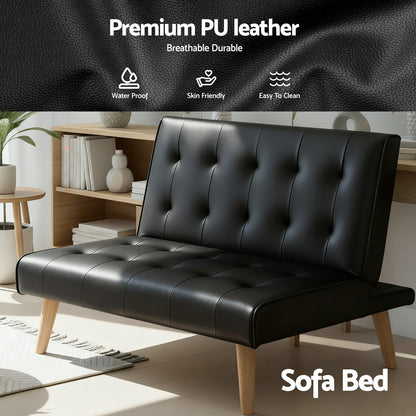 Artiss Sofa Bed Couch 1 Seater Lounge Fabric Black-Furniture > Sofas > Sofas &amp; Sofa Beds-PEROZ Accessories