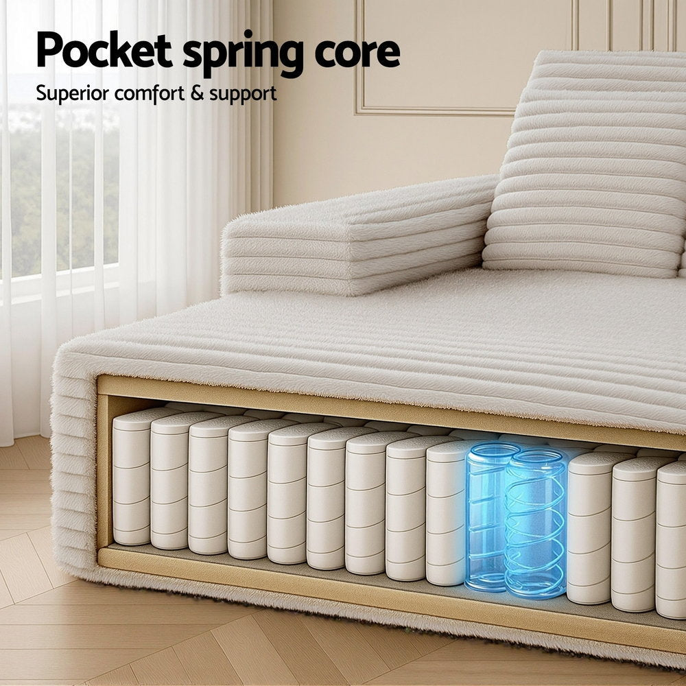 Artiss Sofa Bed Lounge Chair Recliner Couch Reading Chairs Sleeper Cloud Sofas Faux Fur Fabric-Furniture > Sofas > Sofas &amp; Sofa Beds-PEROZ Accessories
