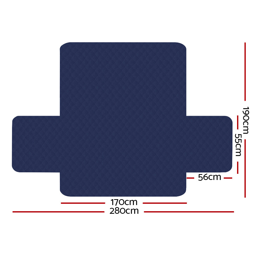 Artiss Sofa Cover Couch Covers 3 Seater Quilted Navy-Furniture > Bar Stools &amp; Chairs > Arm Chairs &amp; Recliners-PEROZ Accessories