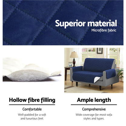 Artiss Sofa Cover Couch Covers 3 Seater Quilted Navy-Furniture > Bar Stools &amp; Chairs > Arm Chairs &amp; Recliners-PEROZ Accessories