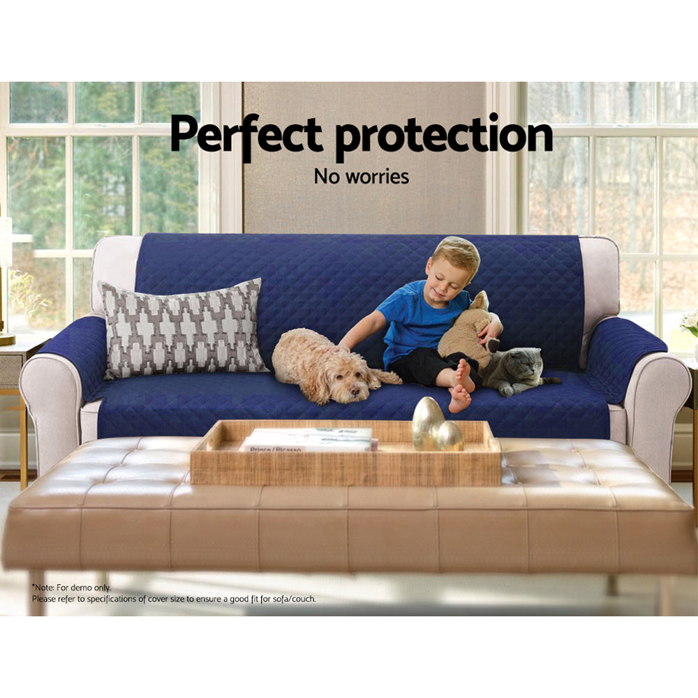 Artiss Sofa Cover Couch Covers 3 Seater Quilted Navy-Furniture > Bar Stools &amp; Chairs > Arm Chairs &amp; Recliners-PEROZ Accessories