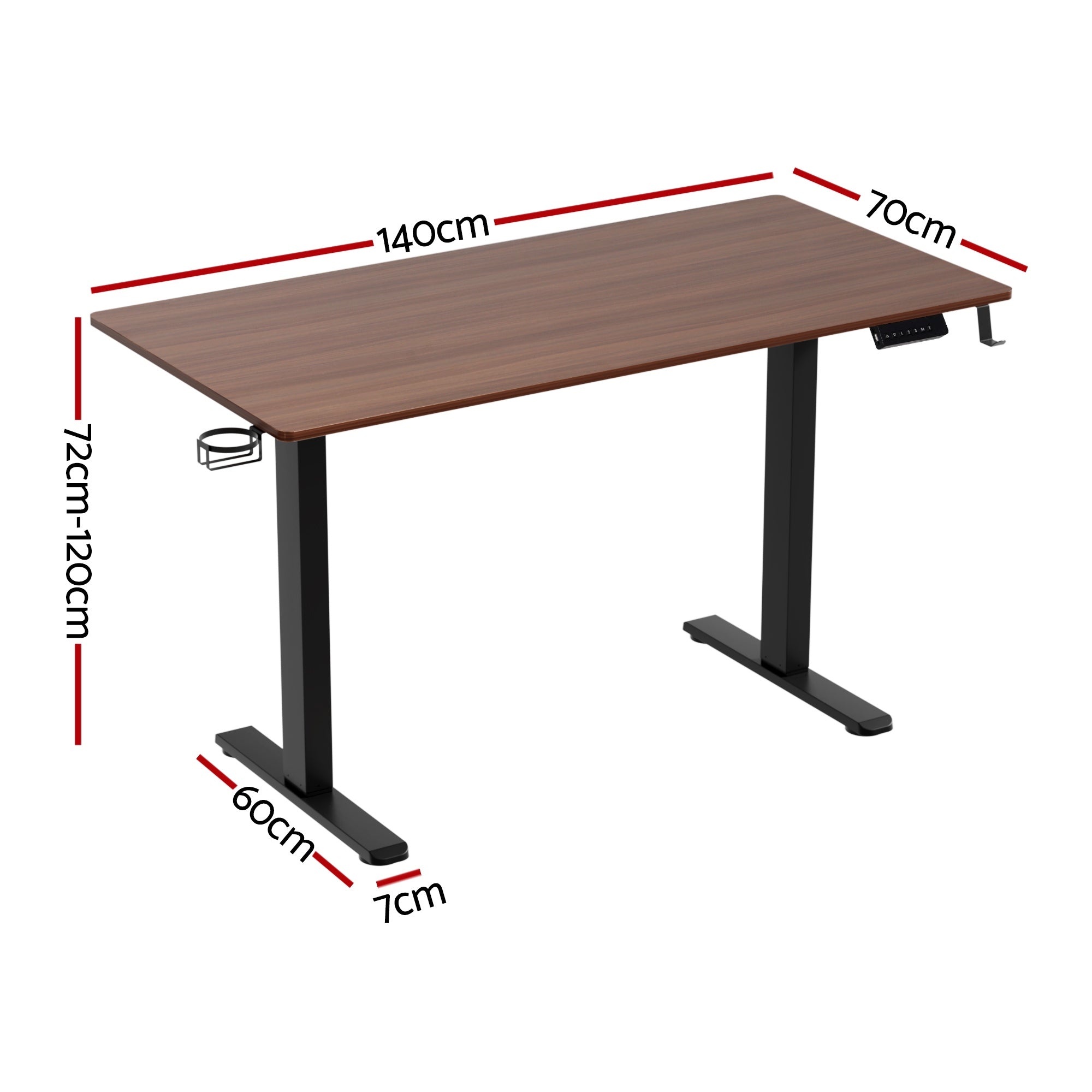 Artiss Standing Desk Motorised Dual Motor Electric Walnut 140CM-Furniture > Office > Desks-PEROZ Accessories