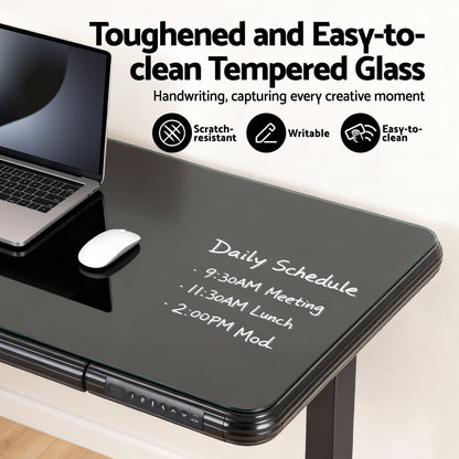 Artiss Standing Desk Motorised Tempered Glass Top Electric Black 120CM-Furniture > Office > Desks-PEROZ Accessories