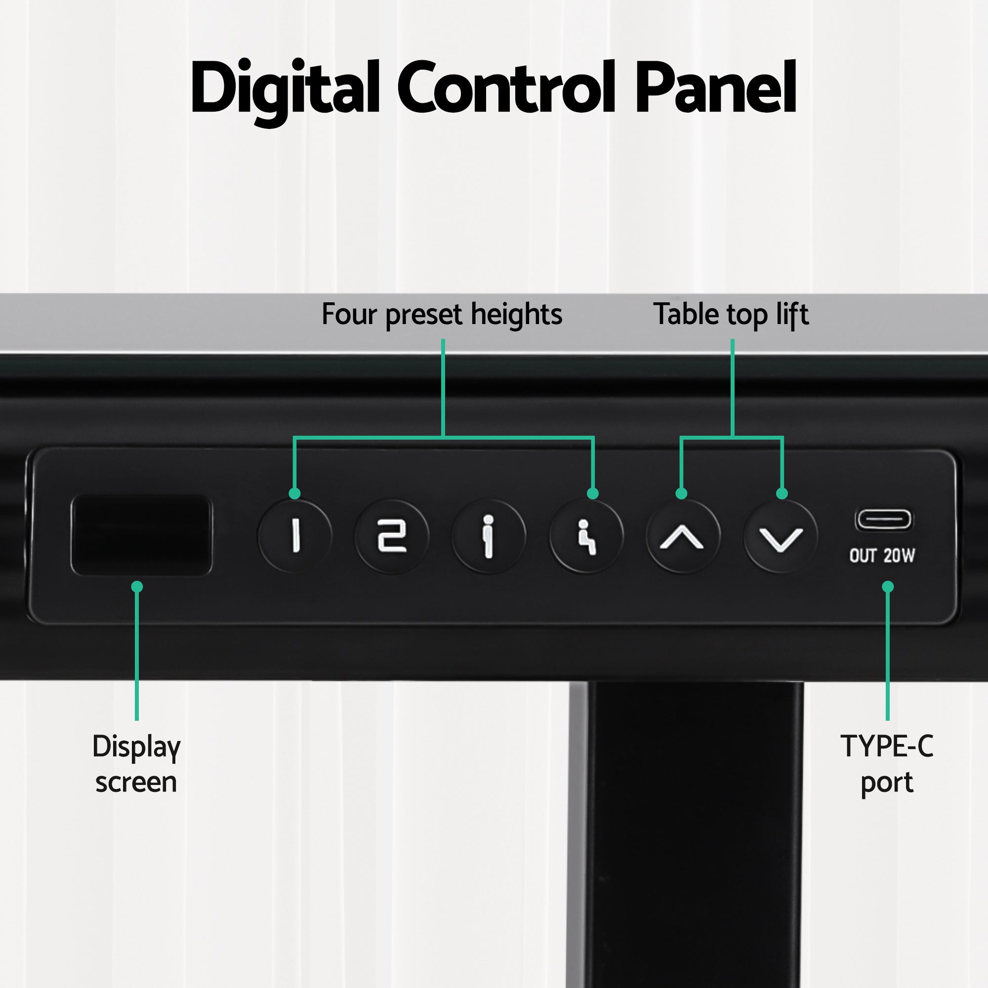 Artiss Standing Desk Motorised Tempered Glass Top Electric Black 120CM-Furniture > Office > Desks-PEROZ Accessories