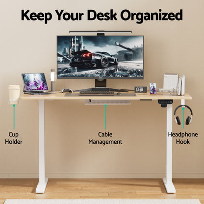 Artiss Standing Desk Motorised Touch Control Electric Oak 140CM-Furniture > Office > Desks-PEROZ Accessories