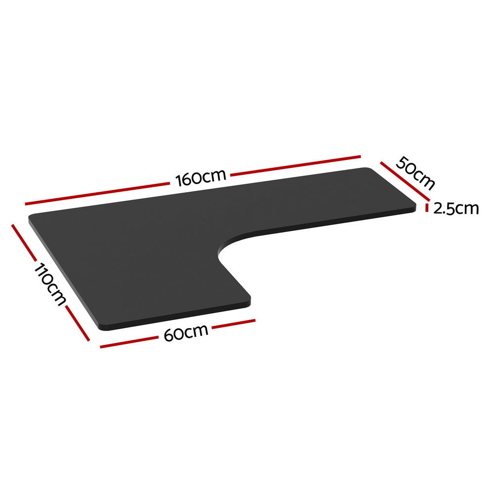 Artiss Standing Desk Top L-shape Black 160CM-Furniture > Office > Desks-PEROZ Accessories