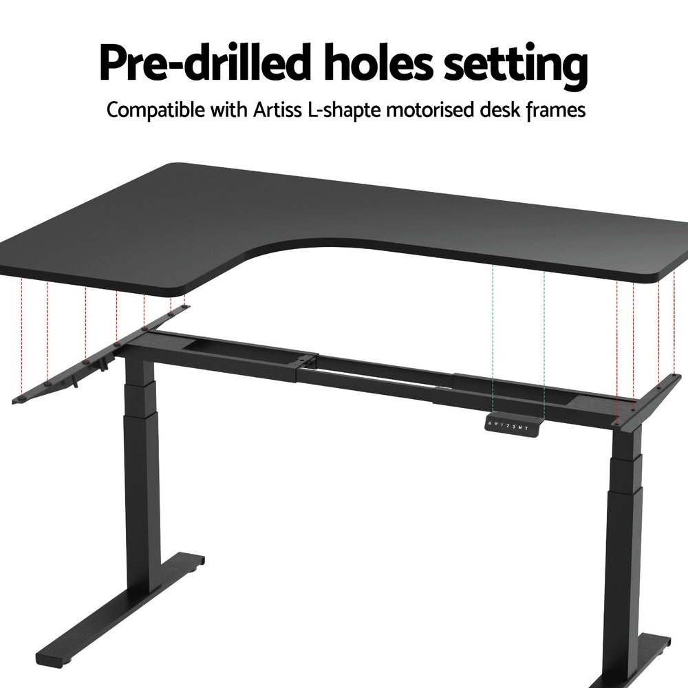 Artiss Standing Desk Top L-shape Black 160CM-Furniture > Office > Desks-PEROZ Accessories