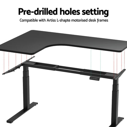 Artiss Standing Desk Top L-shape Black 160CM-Furniture > Office > Desks-PEROZ Accessories