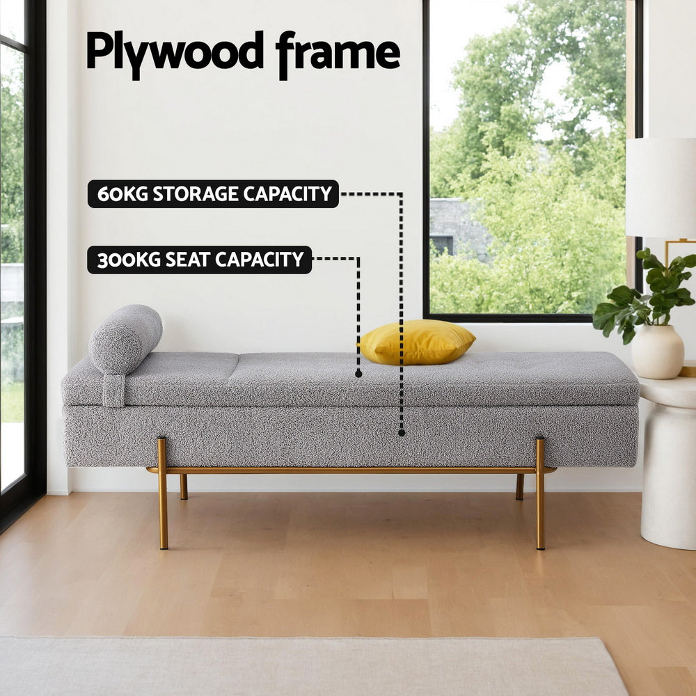 Artiss Storage Ottoman Bed 140cm Pillow Foot Stool-Furniture &gt; Living Room &gt; Ottomans &amp; Footstools-PEROZ Accessories