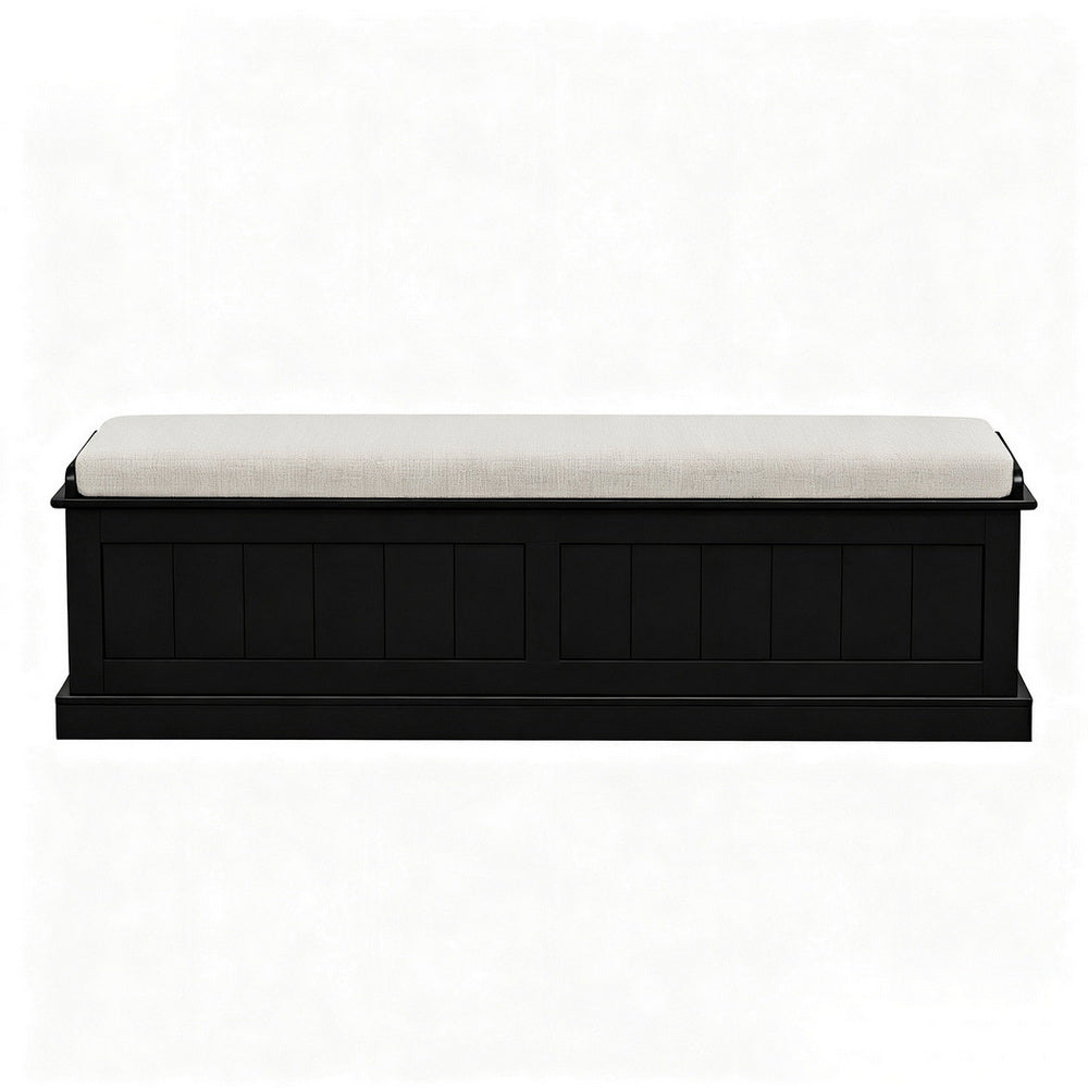 Artiss Storage Ottoman Blanket Box 140cm Fluted Black-Furniture &gt; Living Room &gt; Ottomans &amp; Footstools-PEROZ Accessories