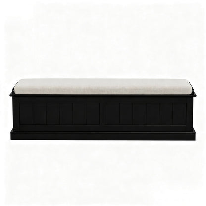 Artiss Storage Ottoman Blanket Box 140cm Fluted Black-Furniture &gt; Living Room &gt; Ottomans &amp; Footstools-PEROZ Accessories
