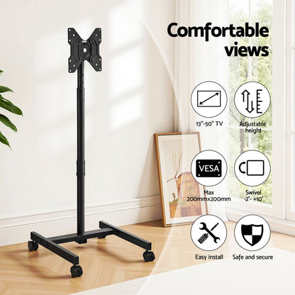 Artiss TV Stand 13-50&quot; Universal Mobile Adjustable Height TV Stand with Wheels-Furniture &gt; Living Room &gt; TV Units-PEROZ Accessories